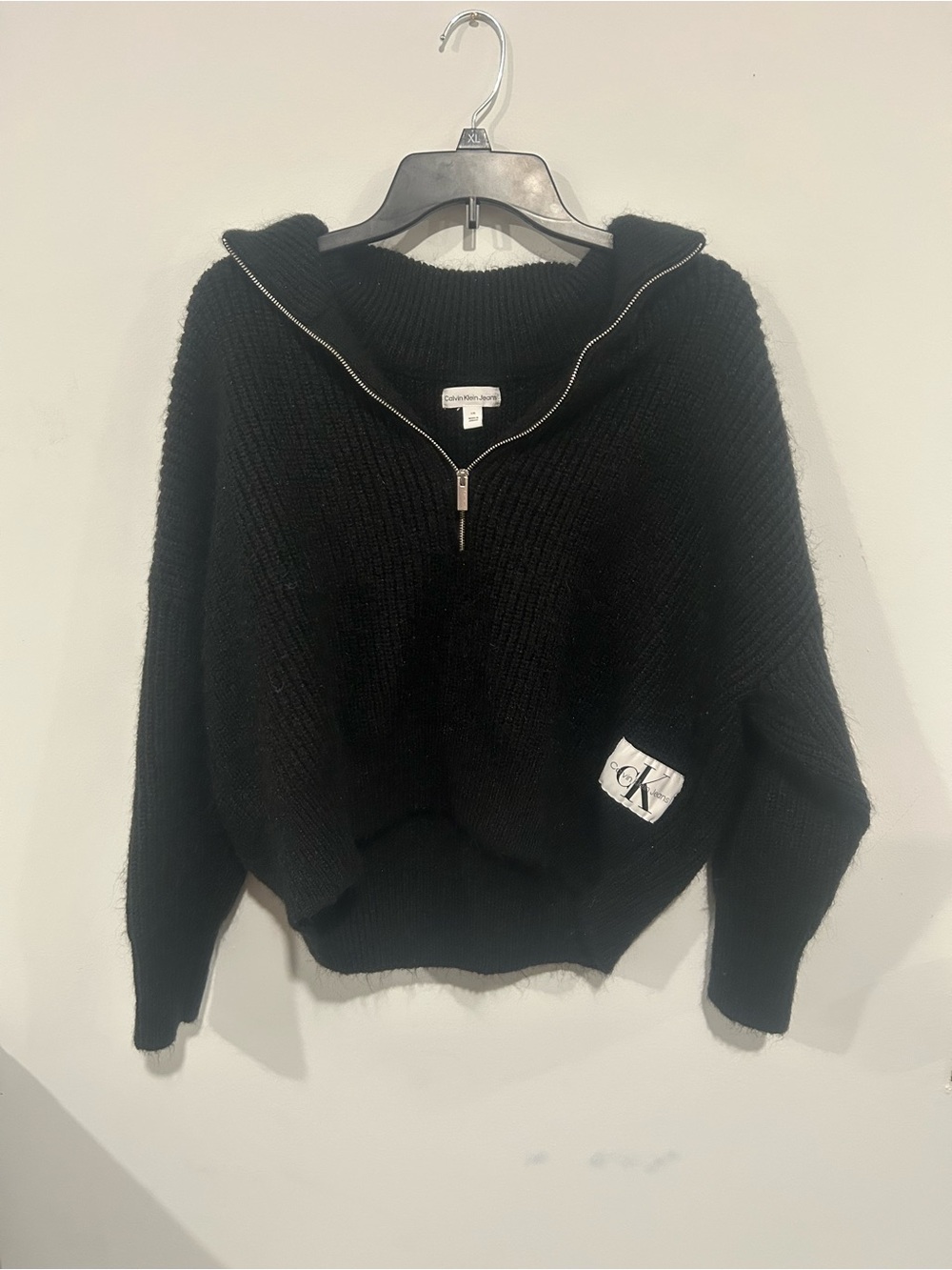 Calvin Klein Jeans Black Half-Zip Cowl Sweater